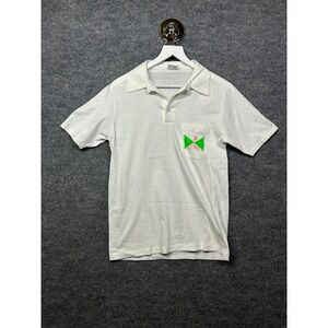 Vintage Stedman Polo Shirt Men's White LA Pocket Crewneck USA Made - Medium